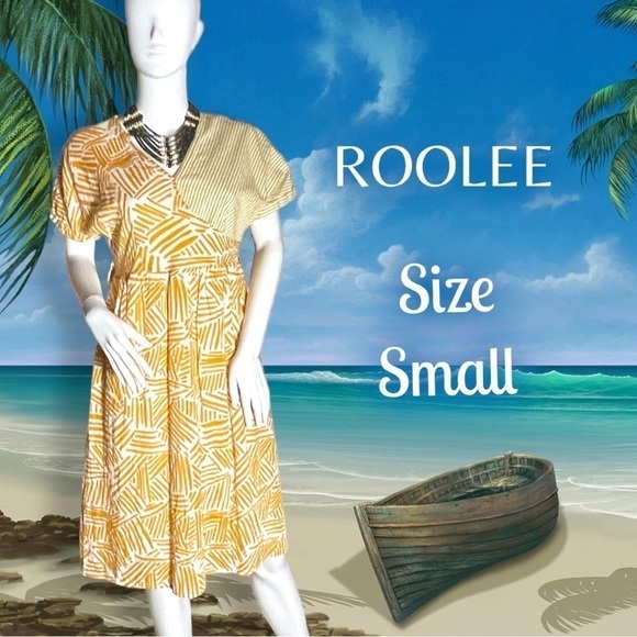 ROOLEE Tropical Boho Faux Wrap Top Dress Size Small - Picture 1 of 13